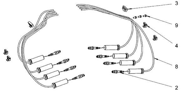 Engine Service Parts - Ignition Wires Diagram and Parts List for 076168-00  Briggs and Stratton Generator